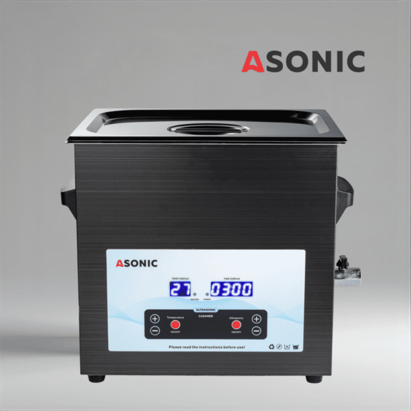 ASONIC MED 10L черный ультразвуковой очиститель с закрытой крышкой для очистки больших медицинских инструментов.