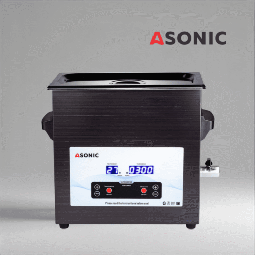 ASONIC MED 7L черный ультразвуковой очиститель с закрытой крышкой предназначен для стоматологического и медицинского применения.