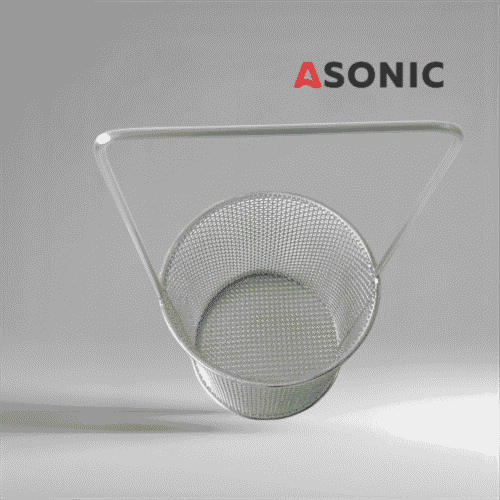 "ASONIC inox круглая корзина Ø75 мм с ручкой, удобный аксессуар для ультразвуковых очистителей, идеально подходит для мелких предметов.