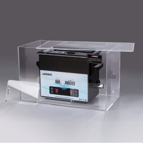 Открытый бесшумный бокс с ультразвуковым очистителем ASONIC объемом 5 л, предназначенным для более тихой профессиональной чистки.